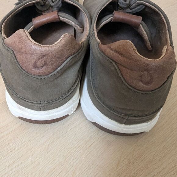 OLUKAI Lae'ahi Li 'ILI Men's Sneaker 9.5 Faux Suede Lace up Brown White - Picture 3 of 8